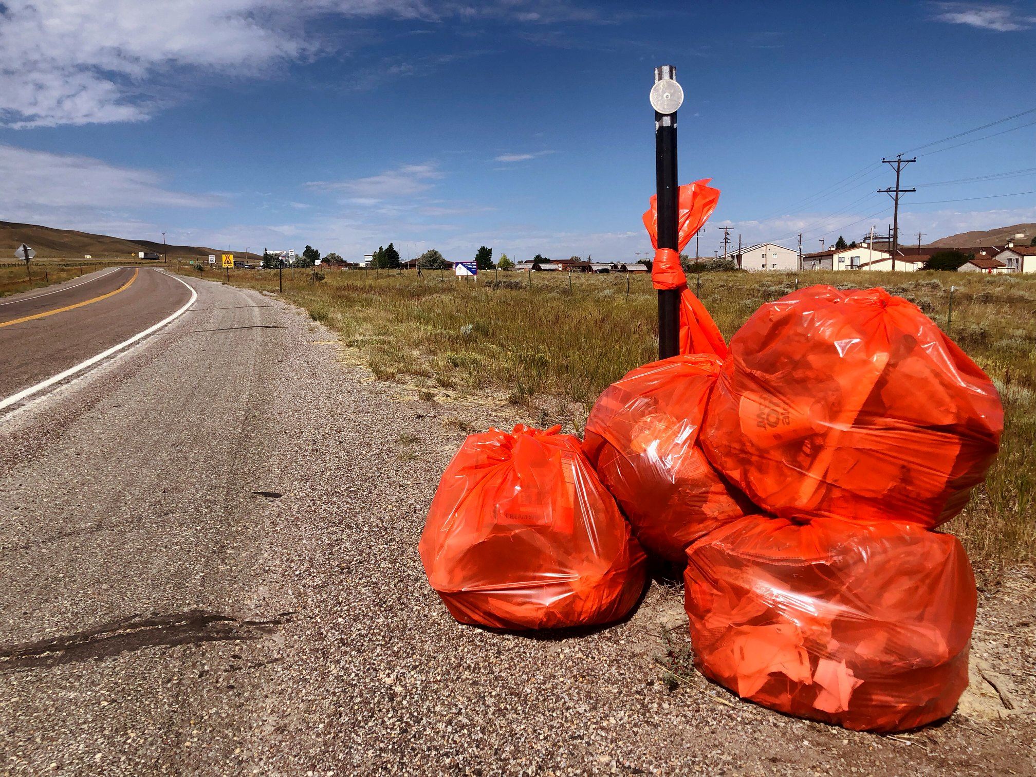 orange bags on south road