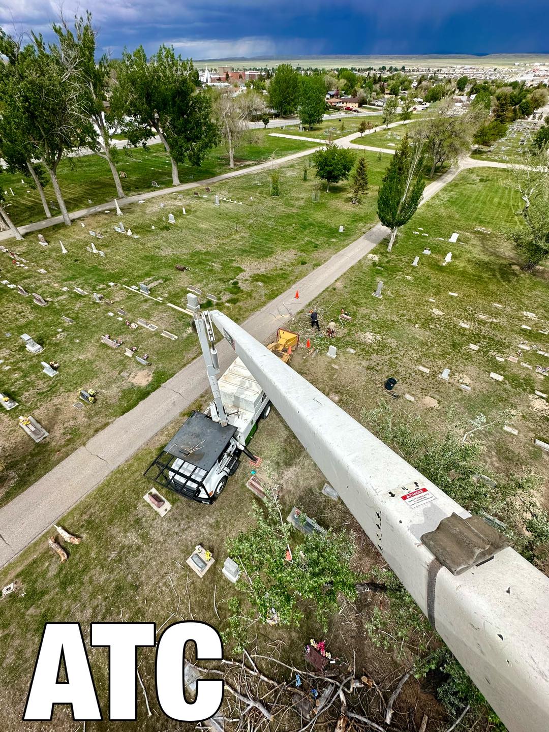 Affordable Tree Care maintains trees at Rawlins Cemetery; photo courtesy of Affordable Tree Care